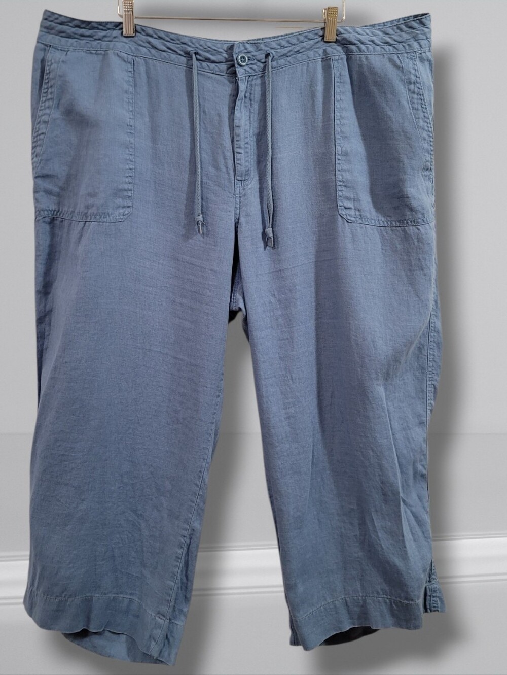 Lauren Ralph Lauren 100% Linen Wide Leg Crop Pull On Pants